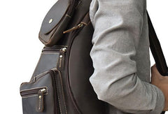 Cool Leather Chest Bag Sling CrossBody Bag Sling Travel Bag Sling Hiking Bag For Men