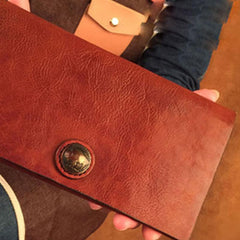 HandmadeLeather Mens Cool Long Leather Wallet Slim Travel Passport Wallet Clutch Wallet for Men - imessengerbags