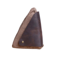 Cool Canvas Leather Triangular Mens Sling Bag Chest Bag One Shoulder Pack for men