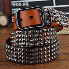 Genuine Leather Punk Rock Biker Trucker Mens Belt Men Black Coffee Belt for Men