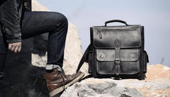 Handmade Leather Mens Cool Backpack Messenger Bag Briefcase Work Bag Business Bag for men - imessengerbags