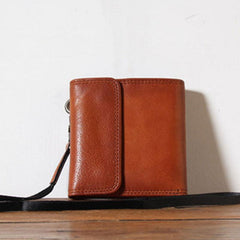 Genuine Leather Mens Cool billfold Leather Wallet Men Small Wallets Trifold for Men - imessengerbags