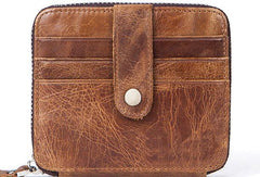 Cool Leather Small Slim Zipper Wallet billfold Wallet Card Wallets For Men - imessengerbags