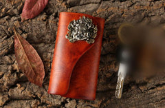 Handmade Leather Mens Cool Key Wallet Car Key Holder Car Key Case for Brown Men - imessengerbags