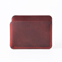Vintage Brown Leather Men's Front Pocket Wallet Black Slim Card billfold Wallet Small Wallet For Men - imessengerbags