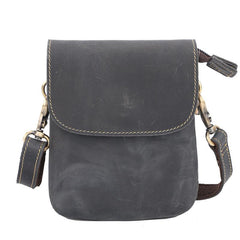 Cool Black Leather Mens Small Vertical Courier Bag Brown Messenger Bags Blue Postman Bag For Men - imessengerbags
