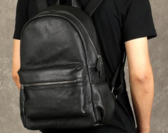 Genuine Leather Mens Cool Backpack Sling Bag Large Black Travel Bag Hiking Bag for men - imessengerbags