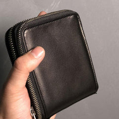 Genuine Leather Mens Cool billfold Leather Wallet Men Small Wallets Bifold for Men - imessengerbags