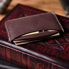 Handmade Mens Cool billfold Leather Wallet Men Small Card Slim Wallets Bifold for Men - imessengerbags