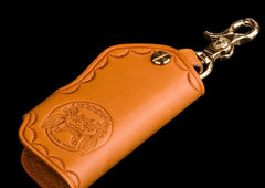 Handmade Leather Tooled Mens Cool Car Key Wallet Car Key Holder Car KeyChain for Men - imessengerbags