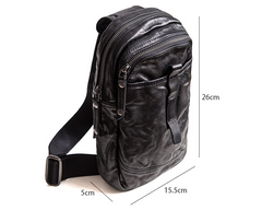 Genuine Leather Mens Cool Chest Bag Sling Bag Crossbody Bag Travel Bag Hiking Bag for men - imessengerbags