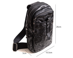 Genuine Leather Mens Cool Chest Bag Sling Bag Crossbody Bag Travel Bag Hiking Bag for men