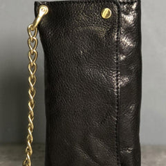 Handmade Leather Biker Wallet Trifold Folding Mens Cool Chain Wallet Trucker Wallet with Chain - imessengerbags