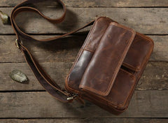 Handmade Leather Mens Cool Shoulder Bag Messenger Bag Chest Bag Bike Bag Cycling Bag for men - imessengerbags