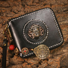 Handmade Leather Mens Chain Biker Wallet Cool Leather Wallet Small Wallets for Men - imessengerbags
