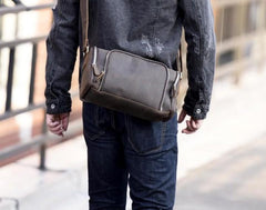 Handmade Leather Mens Cool Shoulder Bag Messenger Bag Chest Bag Bike Bag Cycling Bag for men - imessengerbags