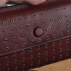 Genuine Leather Mens Cool Long Leather Wallet Zipper Clutch Wristlet Wallet for Men - imessengerbags