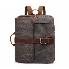 Waxed Canvas Leather Mens Cool Backpack Canvas Handbag Canvas Shoulder Bag for Men