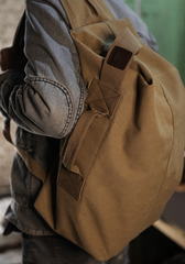 Khaki Canvas Mens Large Backpack Travel Backpack Canvas Barrel Backpack Bucket Backpack For Men - imessengerbags
