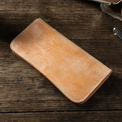 Handmade Mens Brown Leather Long Wallet Bifold Long Wallet Brown Card Wallet For Men - imessengerbags