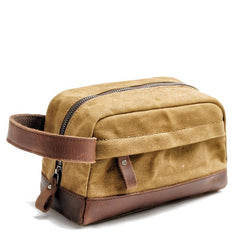 Cool Canvas Leather Mens Clutch Bag Handbag Storage Bag Wash Bag For Men - imessengerbags