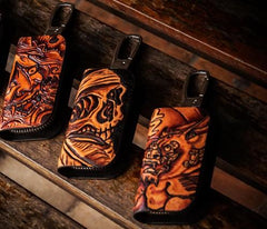 Handmade Leather Biker Mens Cool Car Key Wallet Coin Wallet Pouch Car KeyChain for Men - imessengerbags