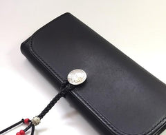 Handmade Leather Mens Clutch Wallet Cool Wallet Long Wallets Biker Chain Wallet for Men - imessengerbags