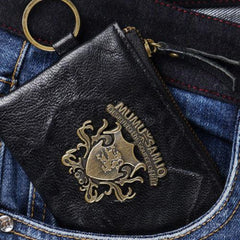Handmade Leather Mens Chain Biker Wallet Cool Leather Wallet Zipper billfold Wallets - imessengerbags