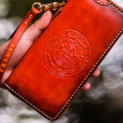 Handmade Leather Mens Tibetan Chain Biker Wallet Cool Leather Wallet Long Clutch Wallets for Men - imessengerbags