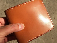 Handmade Leather Mens Cool billfold Leather Wallet Men Small Wallets Bifold for Men - imessengerbags