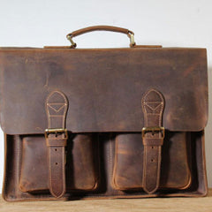 Genuine Leather Mens Cool Messenger Bag Briefcase Work Bag Laptop Bag for men