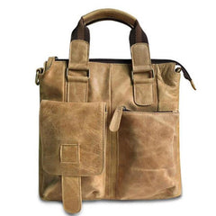 Vintage Coffee Leather Mens Briefcase Laptop Bag Business Bags Work Bag for Men - imessengerbags