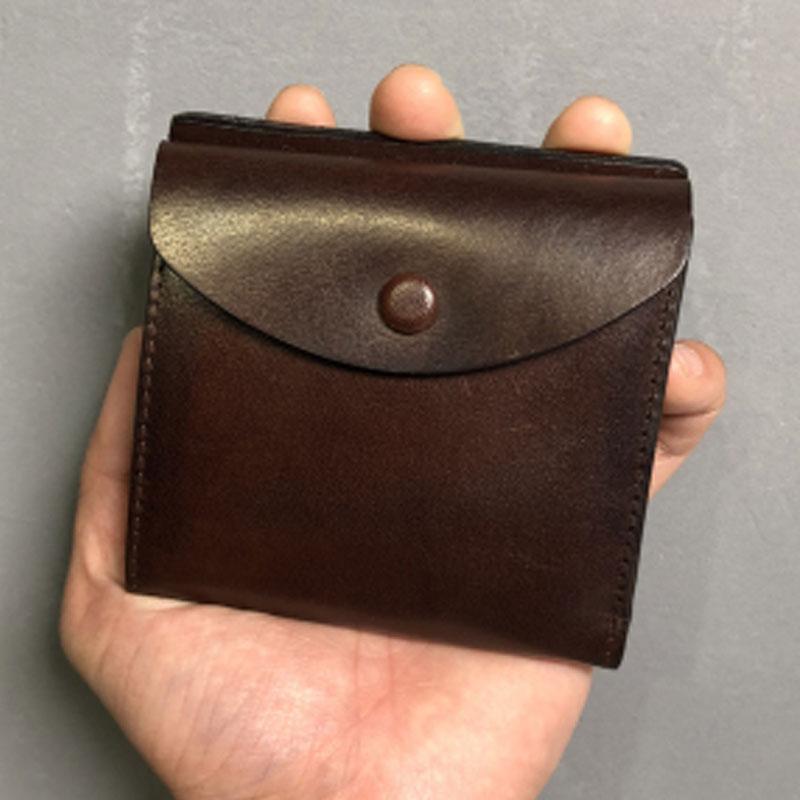 Handmade Genuine Leather Mens Cool Slim Leather Wallet Men Small Wallets Bifold for Men - imessengerbags
