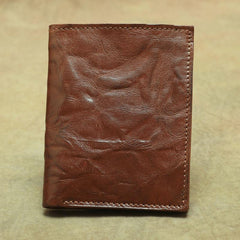 Vintage Brown Leather Men's Bifold Small Wallet Black Slim Vertical billfold Wallet For Men - imessengerbags