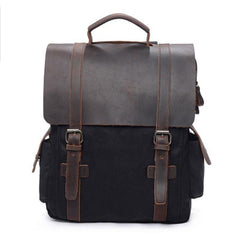 Cool Waxed Canvas Leather Mens Backpacks Canvas Travel Backpacks Canvas School Backpack for Men