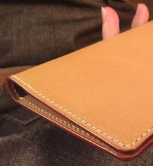 Handmade Leather Mens Cool Long Leather Wallet Slim Travel Passport Wallet for Men - imessengerbags
