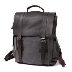 Mens Canvas Leather Backpack Canvas Travel Backpack Canvas School Backpacks for Men