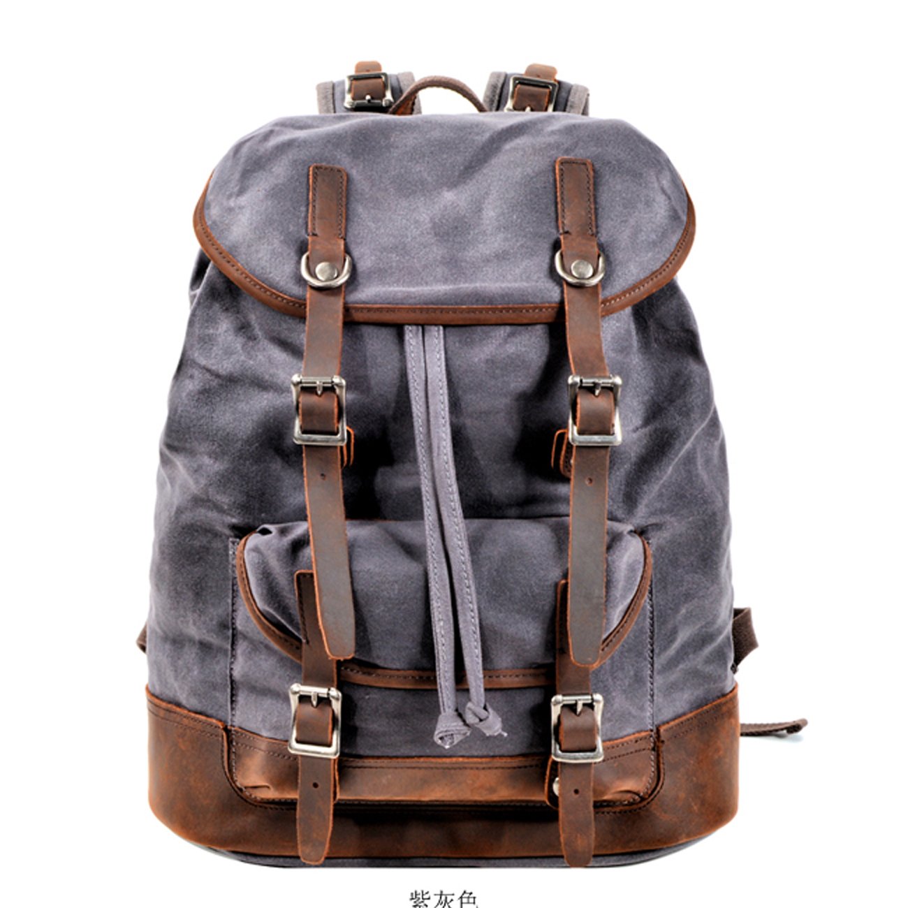 Waxed Canvas Leather Mens Waterproof Travel Green Backpack 15'' Computer Backpack for Men - imessengerbags