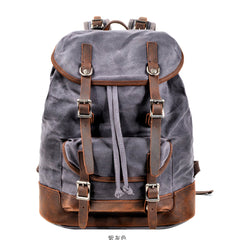 Waxed Canvas Leather Mens Waterproof Travel Green Backpack 15'' Computer Backpack for Men - imessengerbags
