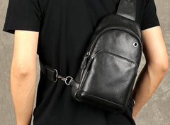 Genuine Leather Mens Cool Chest Bag Sling Bag Crossbody Bag Travel Bag Hiking Bag for men - imessengerbags