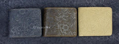 Handmade Leather Floral Mens Cool Slim Leather Wallet Men billfold Wallets Bifold for Men - imessengerbags