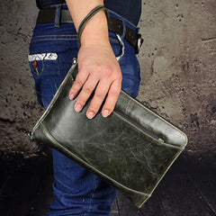 Large Leather Mens Wristlet Bag Wristlet Wallet Side Bag Clutch Wallet for Men