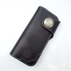 Handmade Leather Biker Wallet Mens Cool Chain Wallet Trucker Wallet with Chain