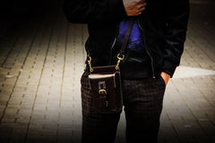 Leather Belt Pouch Mens Small Cases Waist Bag Hip Pack Belt Bag Fanny Pack Bumbag for Men - imessengerbags