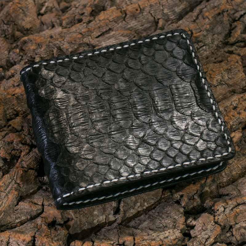 Handmade Leather Boa Skin Mens billfold Wallet Cool Leather Wallet Slim Wallet for Men - imessengerbags