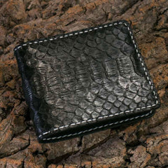 Handmade Leather Boa Skin Mens billfold Wallet Cool Leather Wallet Slim Wallet for Men - imessengerbags