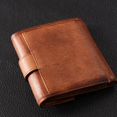 Handmade Mens Cool billfold Leather Wallet Men Small Slim Wallets Bifold for Men - imessengerbags