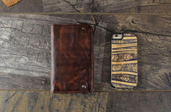 Handmade Leather Mens Cool Long Leather Wallet Bifold Clutch Wallet for Men - imessengerbags