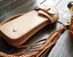 Handmade Leather Biker Wallet Mens Cool Chain Wallet Trucker Wallet with Chain - imessengerbags