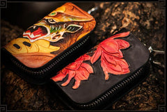 Handmade Leather Tooled Mens Cool Car Key Wallet Car Key Holder Car Key Case for Men - imessengerbags